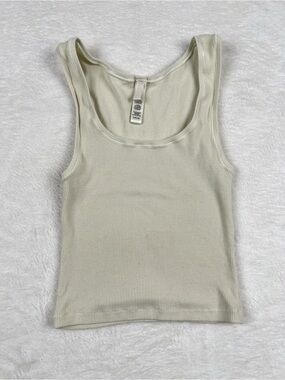 SKIMS Cotton Rib Cropped Tank Top Off White Size S